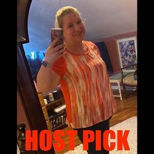 French Blue Petite Large Coral Top W/ Back Slit
